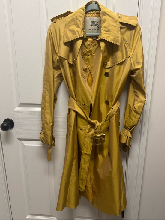 Burberry Jackets & Blazers - Burberry London  Women’s Silk Yellow Gold Trench - Classic Double-Breasted Style